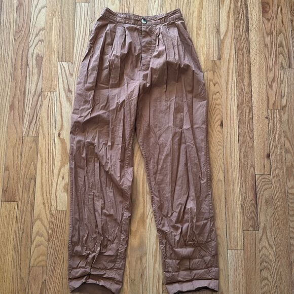 Doen 2 Grover Pant 100% cotton pleated front button fly terra cotta great cond - Picture 2 of 9